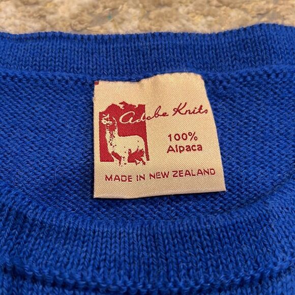 adobe knits 100% alpaca sweater size XL in GUc made in New Zealand blue color - Picture 3 of 10